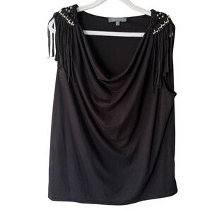 NY Collection Y2K Style Black Sleeveless Draped Tank Top Women’s XL